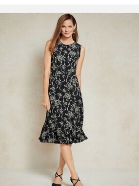 Talbots black floral midi dress